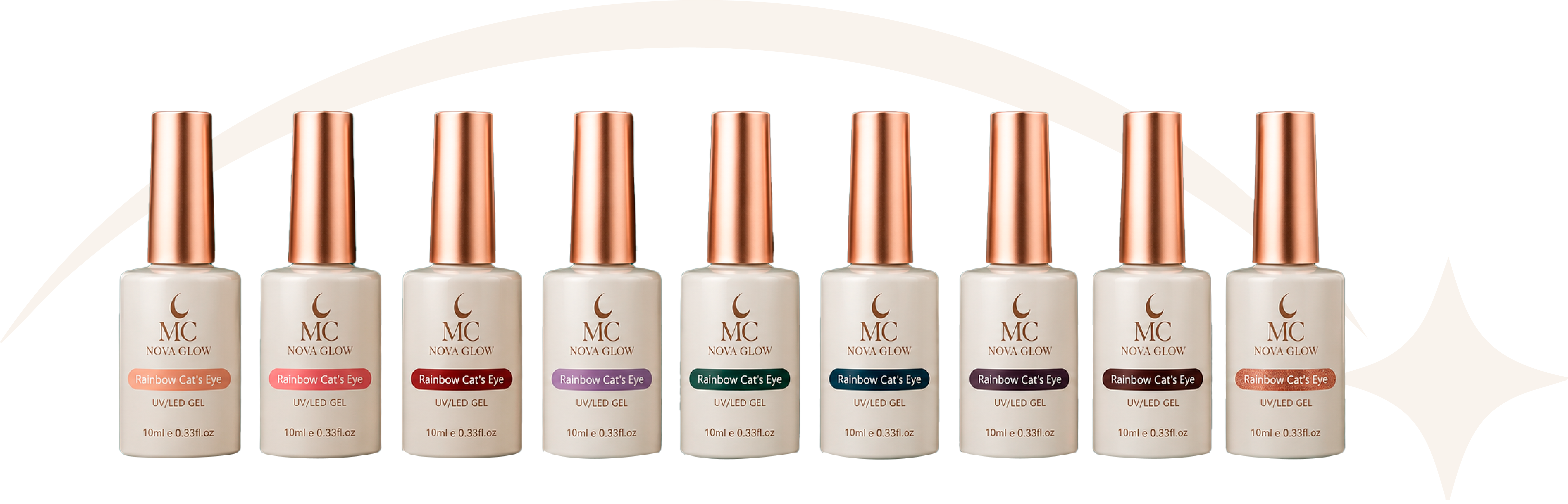 Colección de esmaltes Nova Glow en nueve tonos